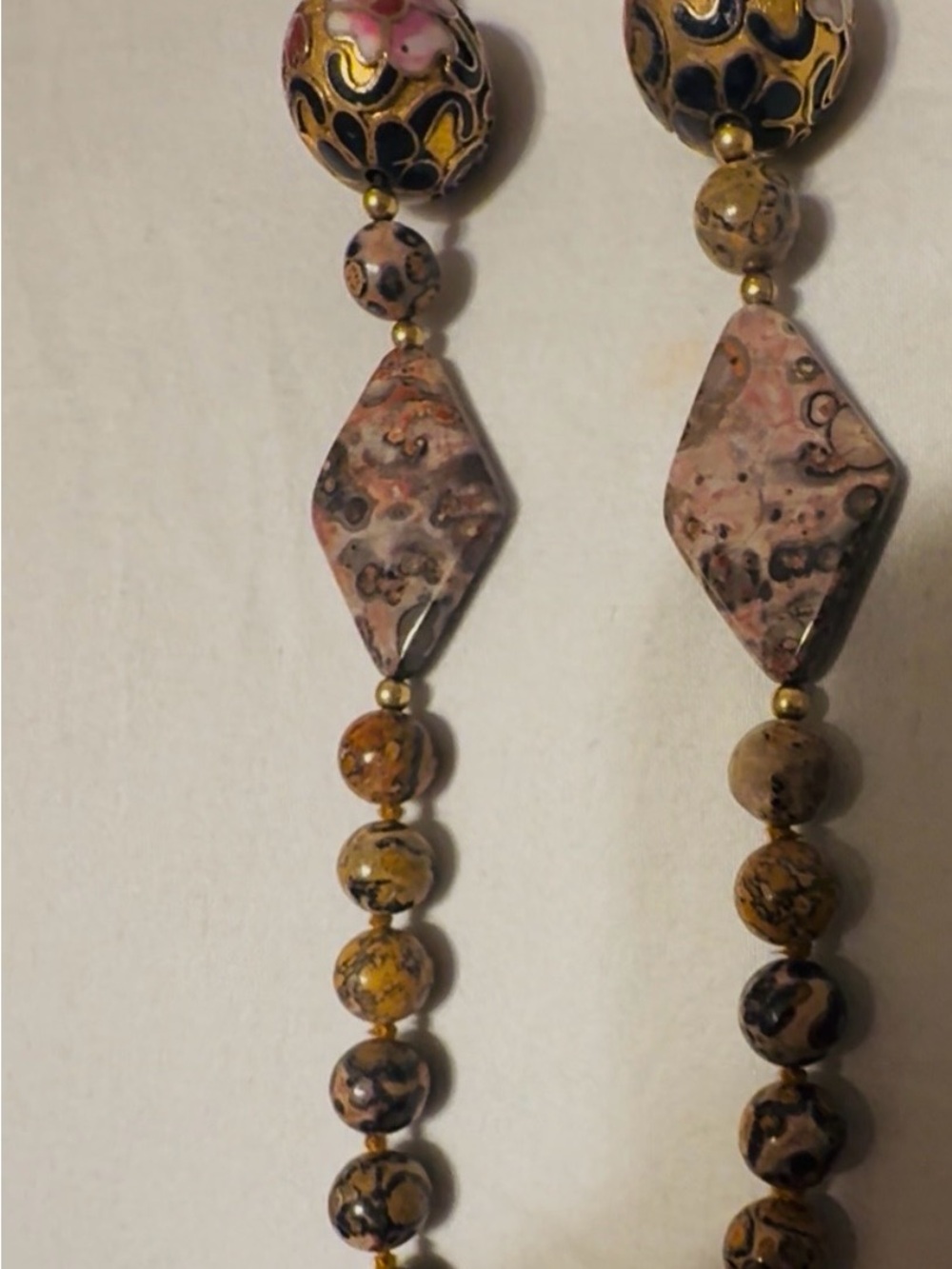 Natural Jasper Beaded Necklace - Brown Patterned - Picture 3 of 5